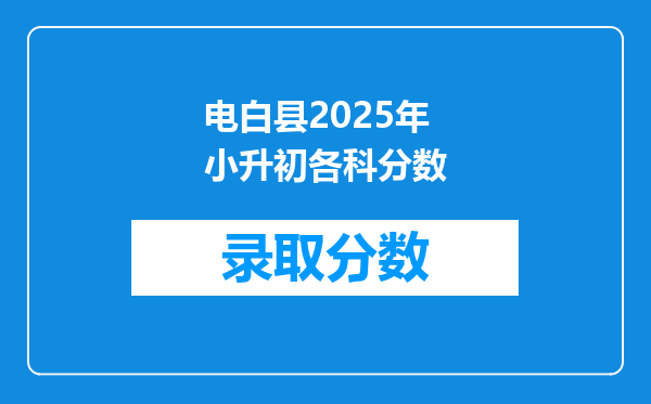 电白县2025年小升初各科分数