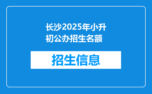 长沙2025年小升初公办招生名额