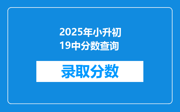 2025年小升初19中分数查询