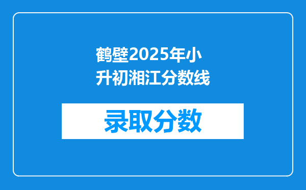鹤壁2025年小升初湘江分数线