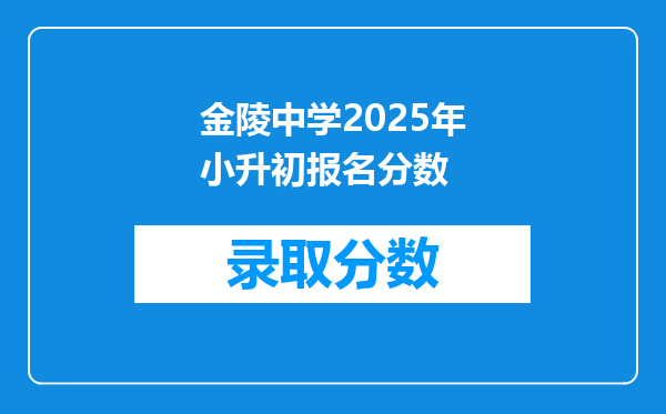 金陵中学2025年小升初报名分数