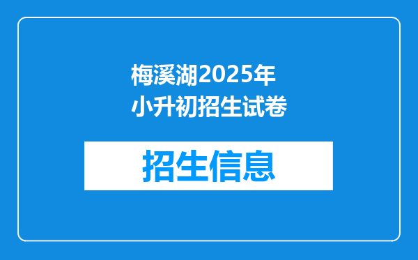 梅溪湖2025年小升初招生试卷