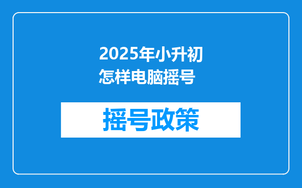 2025年小升初怎样电脑摇号