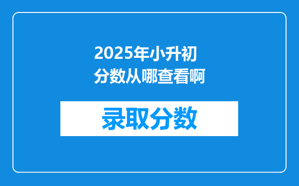 2025年小升初分数从哪查看啊