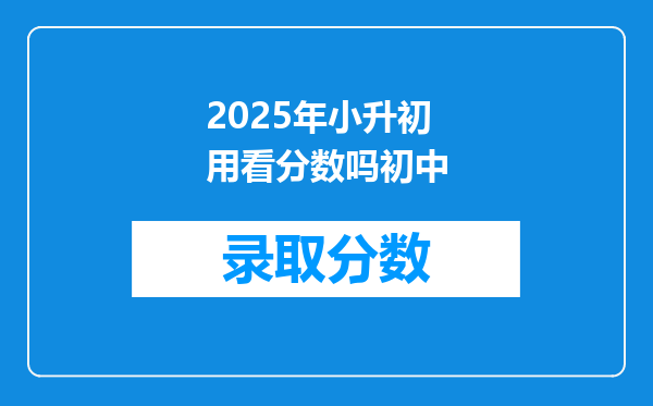2025年小升初用看分数吗初中