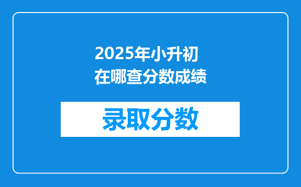 2025年小升初在哪查分数成绩