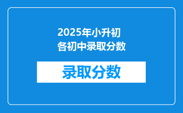 2025年小升初各初中录取分数