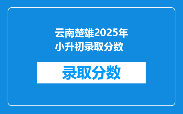 云南楚雄2025年小升初录取分数