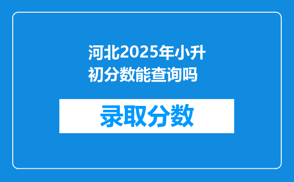 河北2025年小升初分数能查询吗