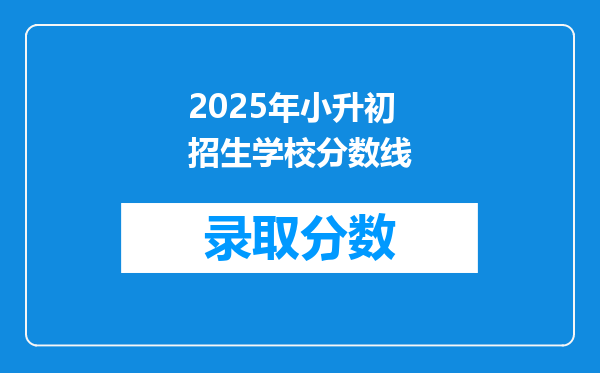 2025年小升初招生学校分数线