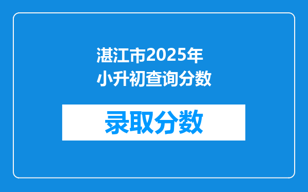 湛江市2025年小升初查询分数