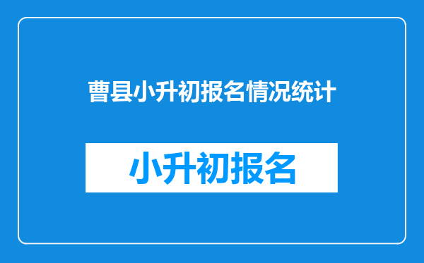 曹县小升初报名情况统计