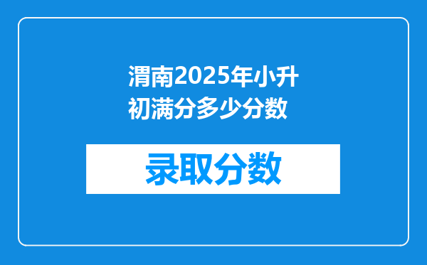 渭南2025年小升初满分多少分数