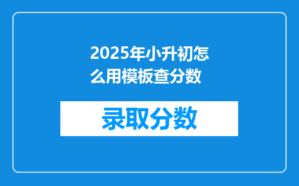 2025年小升初怎么用模板查分数