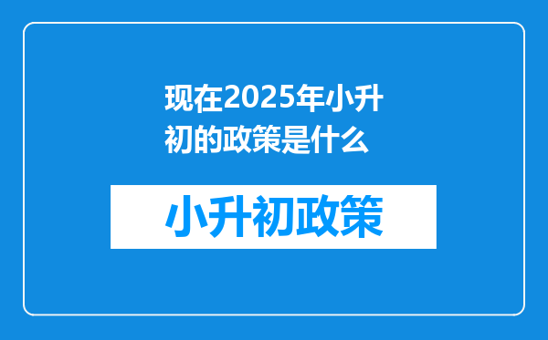 现在2025年小升初的政策是什么