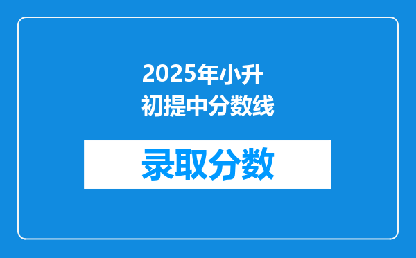 2025年小升初提中分数线