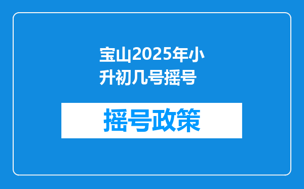 宝山2025年小升初几号摇号