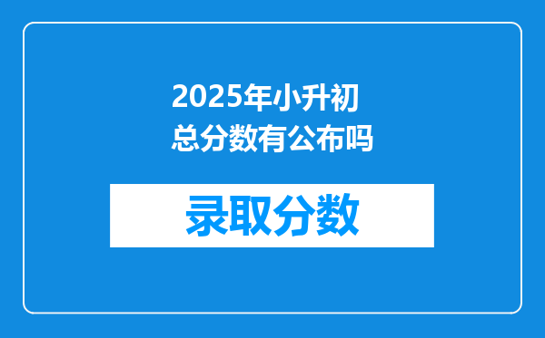 2025年小升初总分数有公布吗