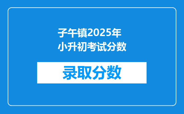 子午镇2025年小升初考试分数