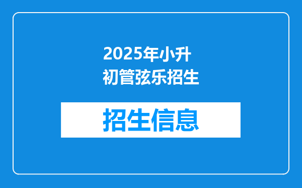 2025年小升初管弦乐招生