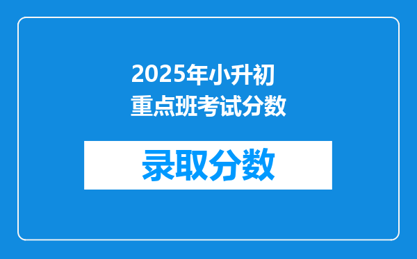 2025年小升初重点班考试分数