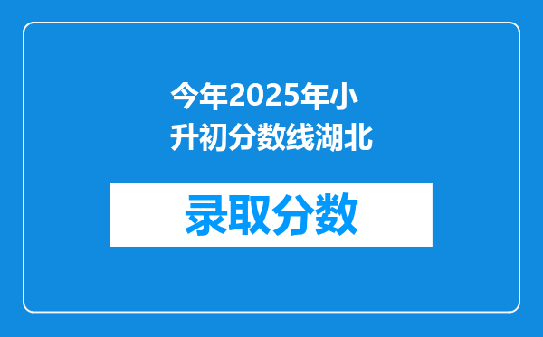 今年2025年小升初分数线湖北