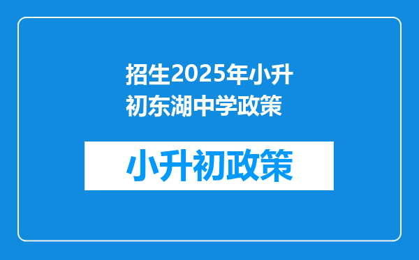 招生2025年小升初东湖中学政策