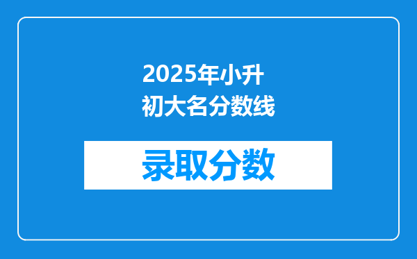 2025年小升初大名分数线
