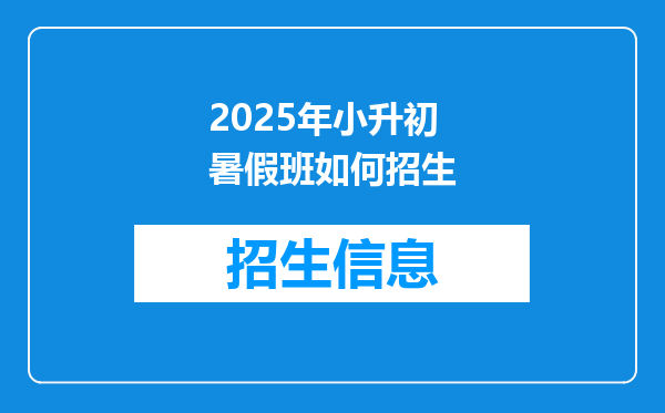 2025年小升初暑假班如何招生