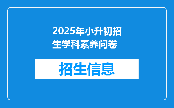 2025年小升初招生学科素养问卷