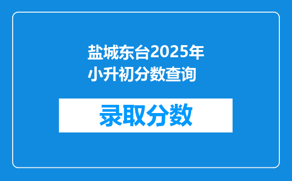 盐城东台2025年小升初分数查询