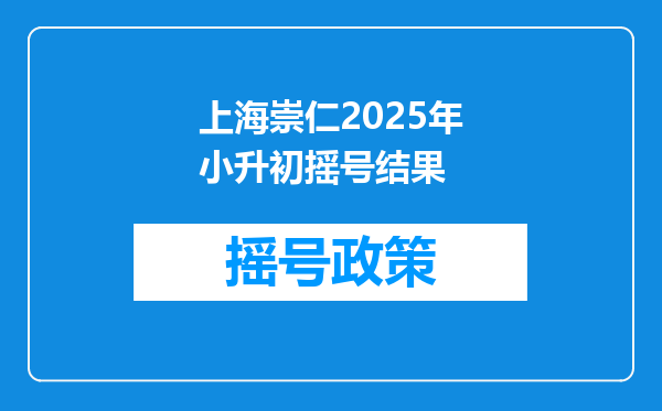 上海崇仁2025年小升初摇号结果