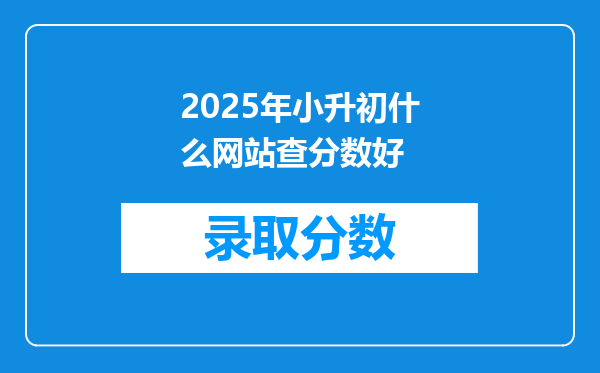 2025年小升初什么网站查分数好