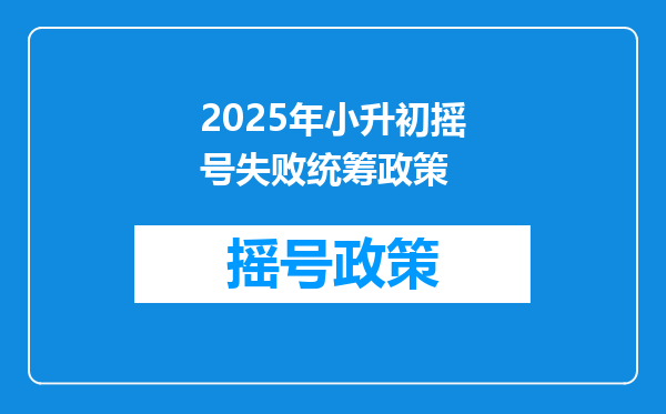 2025年小升初摇号失败统筹政策