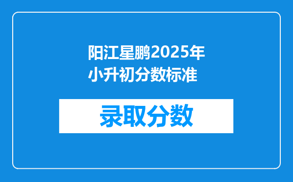阳江星鹏2025年小升初分数标准