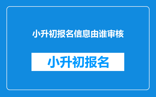 小升初报名信息由谁审核