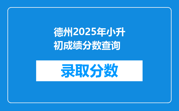 德州2025年小升初成绩分数查询