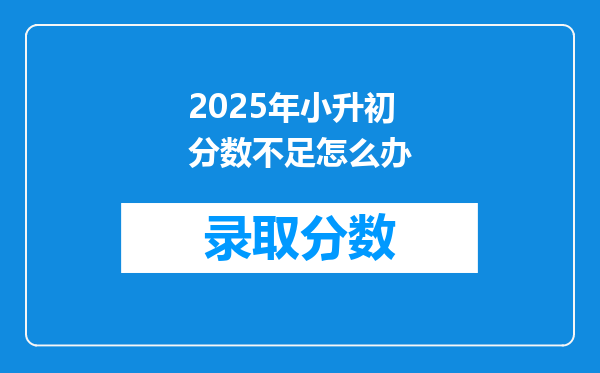 2025年小升初分数不足怎么办