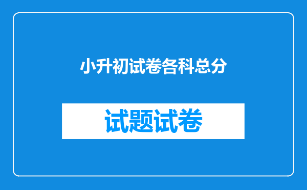 小升初试卷各科总分