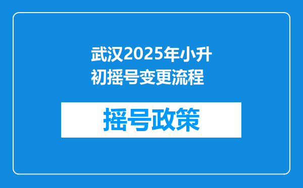 武汉2025年小升初摇号变更流程