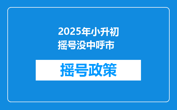 2025年小升初摇号没中呼市