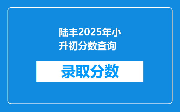 陆丰2025年小升初分数查询