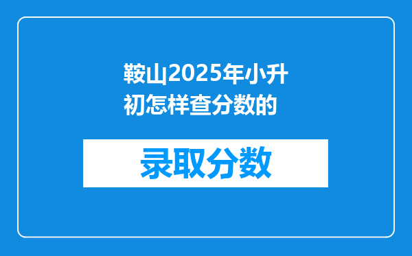 鞍山2025年小升初怎样查分数的