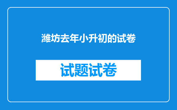 潍坊去年小升初的试卷