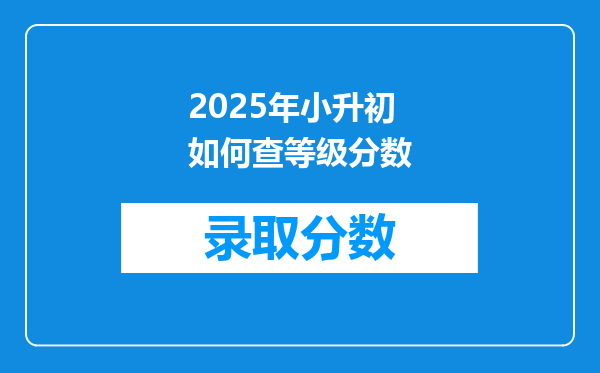2025年小升初如何查等级分数