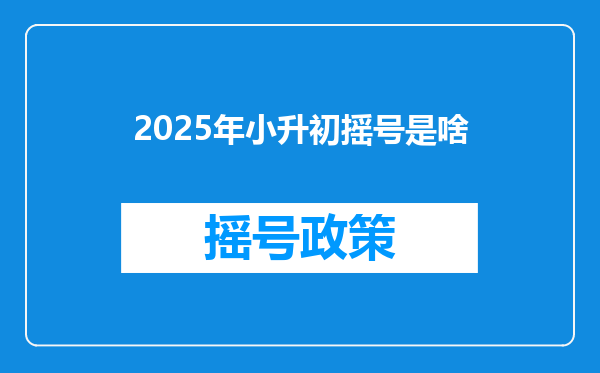 2025年小升初摇号是啥