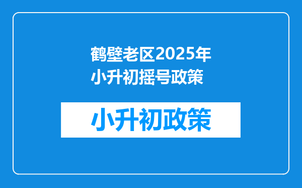 鹤壁老区2025年小升初摇号政策