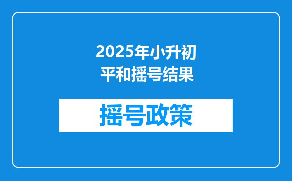 2025年小升初 平和摇号结果
