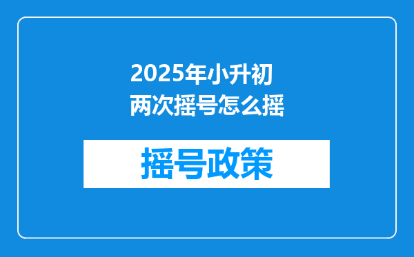 2025年小升初两次摇号怎么摇