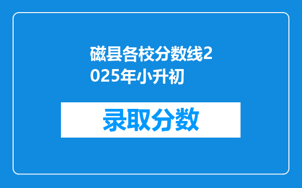 磁县各校分数线2025年小升初